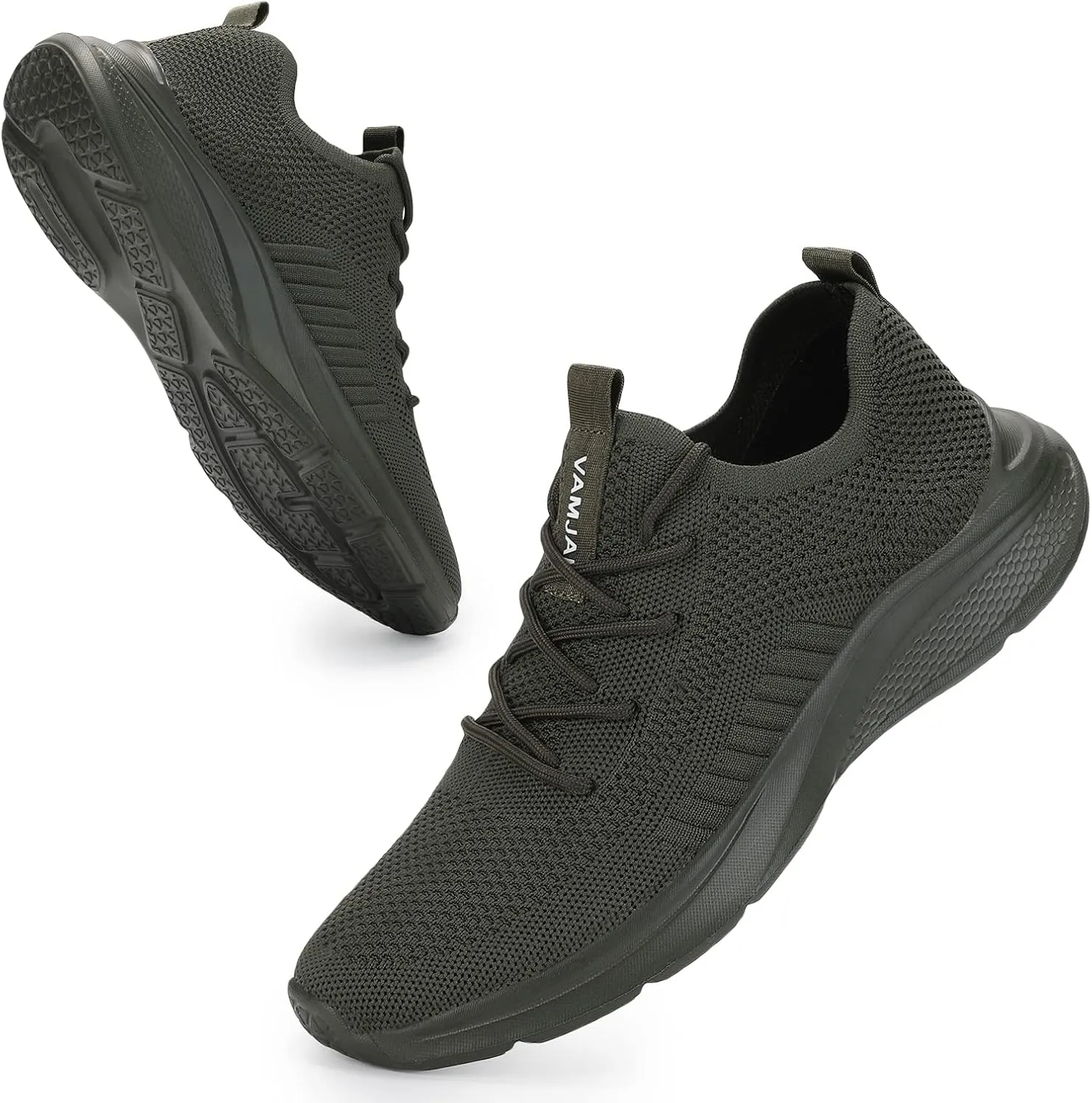 VAMJAM Men's Running Shoes Fashion Sneakers Lightweight Breathable Flying Knitting Lace Up Mesh Walking Shoes Workout Casual Sports Shoes