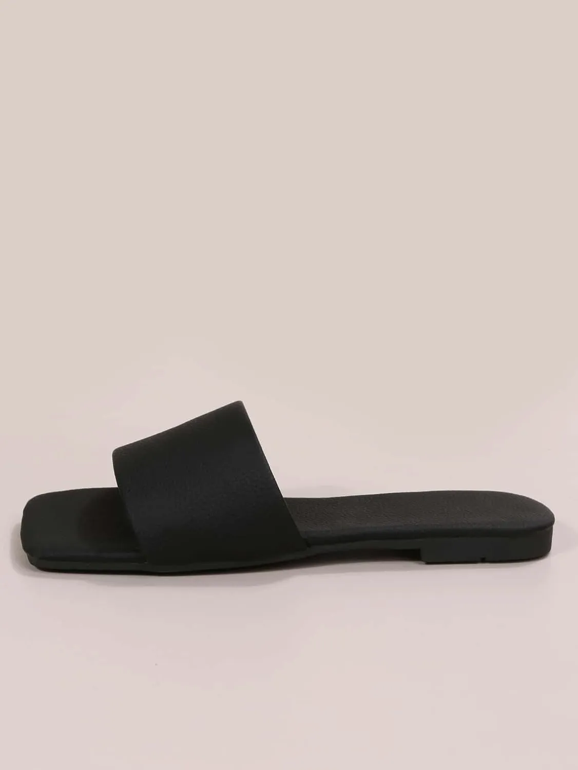 Verdusa Women's Square Open Toe Flat Sandals Slip On Slide Sandals