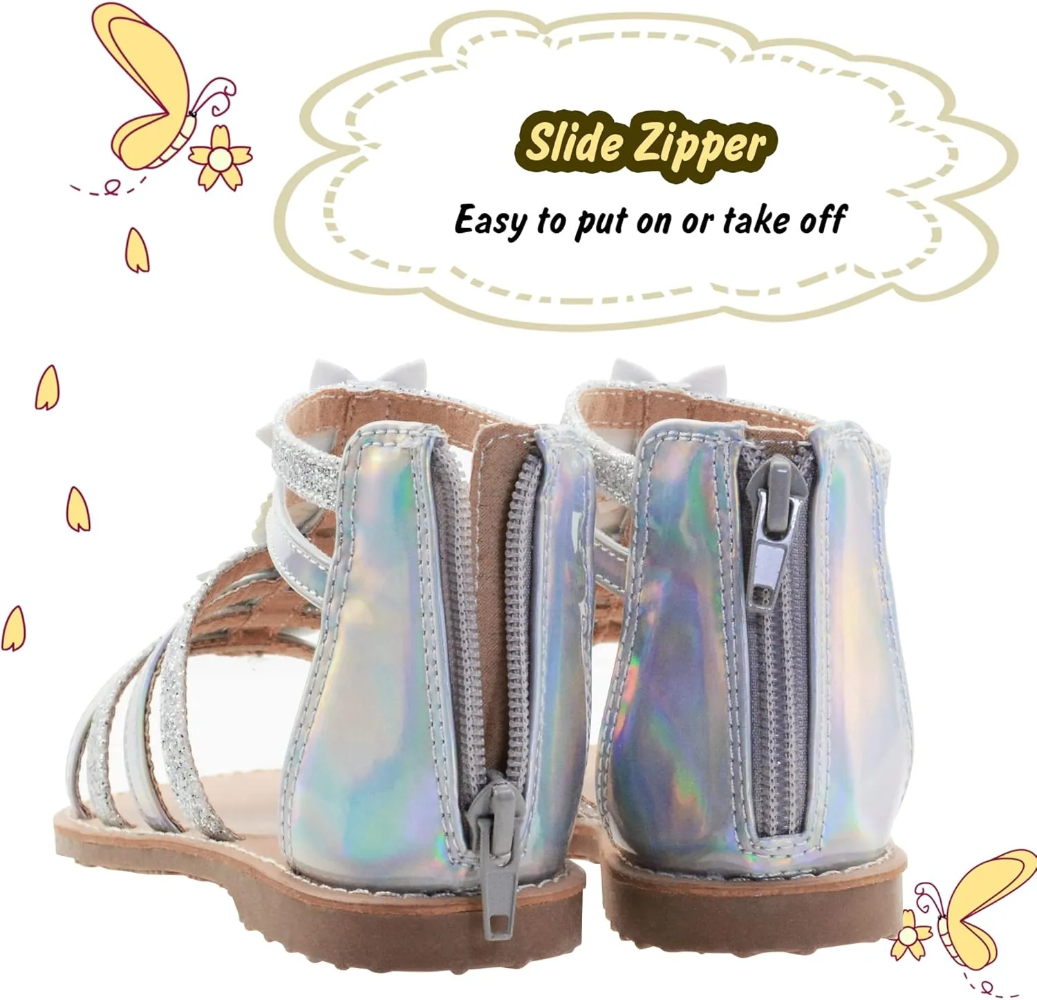 Vonair Girls Gladiator Sandals Cute Open Toe Breathable Summer Shoes with Rubber Sole (Toddler/Little Kid/Big Kid)