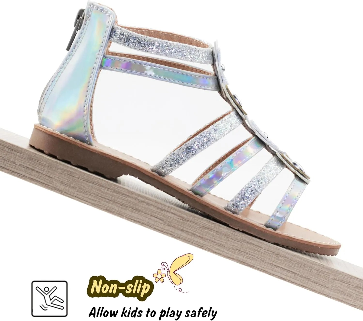 Vonair Girls Gladiator Sandals Cute Open Toe Breathable Summer Shoes with Rubber Sole (Toddler/Little Kid/Big Kid)