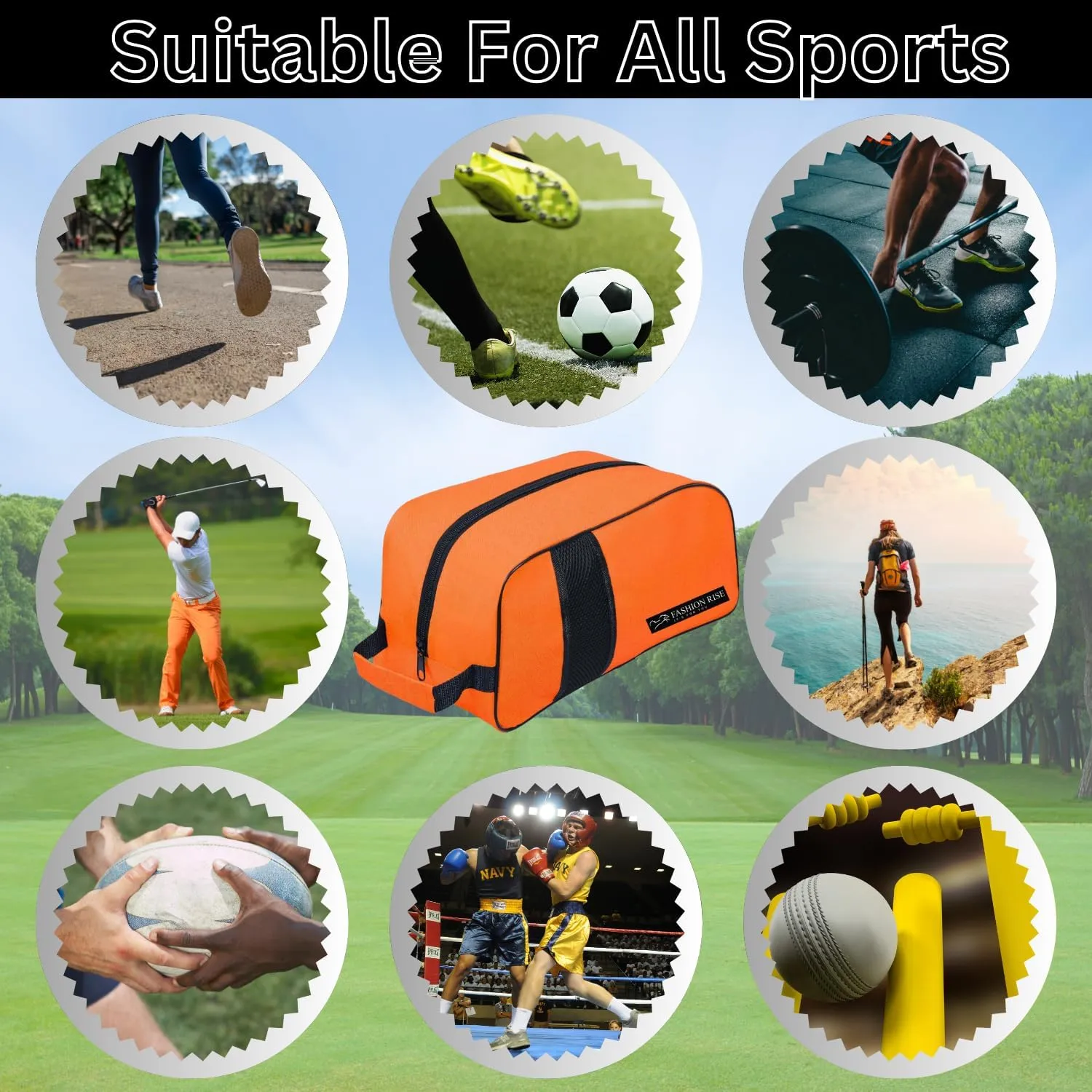 Waterproof Sports Boot/Shoe/Travel Bag for Football Cricket Rugby Golf Toiletry Gym for Boy/Girl Men/Women (Orange)