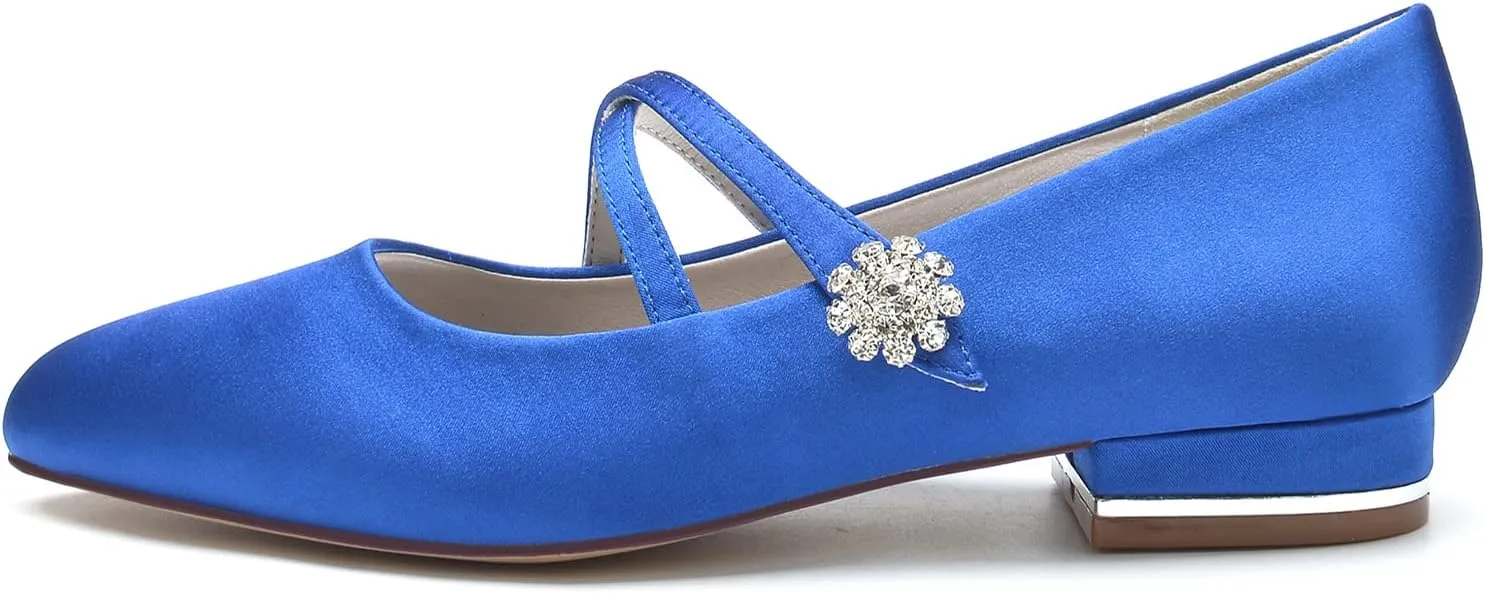 Wedding Bridal Shoes Women's Round Toe Slip on Breathable Ballet Flats Bridal Dress Flats 2.5Cm