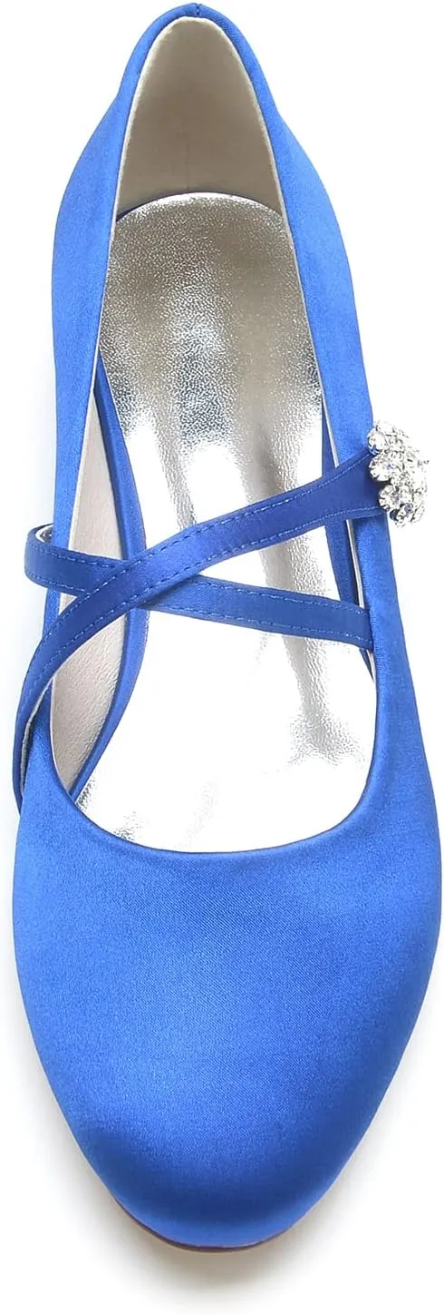 Wedding Bridal Shoes Women's Round Toe Slip on Breathable Ballet Flats Bridal Dress Flats 2.5Cm