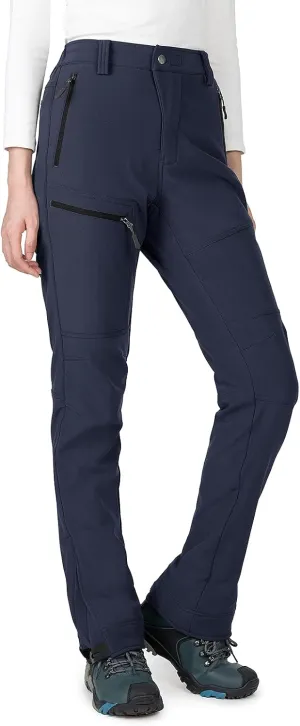 Wespornow Women's-Snow-Ski-Pants for Winter Outdoor Fleece-Lined-Water-Resistant-Hiking-Insulated-Pants with Zipper Pockets