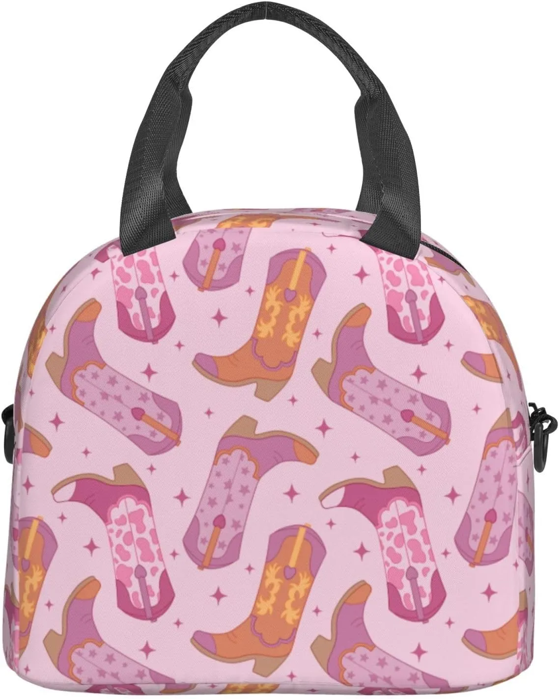Western Lunch Box for Women Leakproof Cow Print Insulated Lunch Tote Bag for Work/Office/Travel/Picnic (#6-Cowboy Boots)
