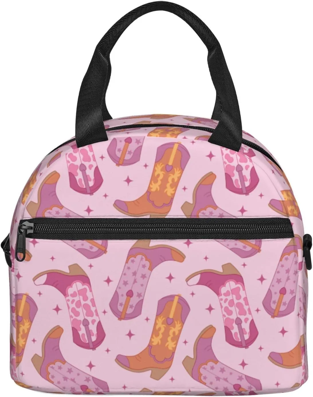 Western Lunch Box for Women Leakproof Cow Print Insulated Lunch Tote Bag for Work/Office/Travel/Picnic (#6-Cowboy Boots)
