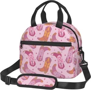 Western Lunch Box for Women Leakproof Cow Print Insulated Lunch Tote Bag for Work/Office/Travel/Picnic (#6-Cowboy Boots)
