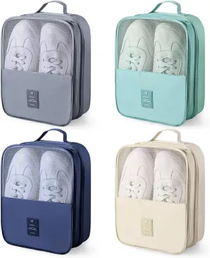 Windyun 4 Pcs Shoe Bags for Travel Holds 3 Pair of Shoes Portable Shoe Storage Pouch Waterproof Shoe Packing Cubes with Handle Shoe Organizer Travel for Suitcase Daily Use (Classic Colors)