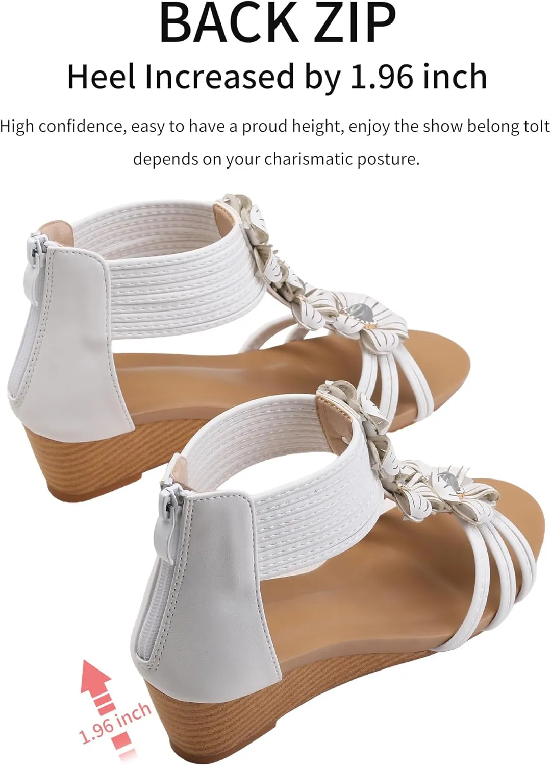 WOJWSKI Wedge Sandals for Women Bohemia Flower Open Toe Gladiator Platform Roman High Heel Casual Summer Dressy Beach Womens Sandals