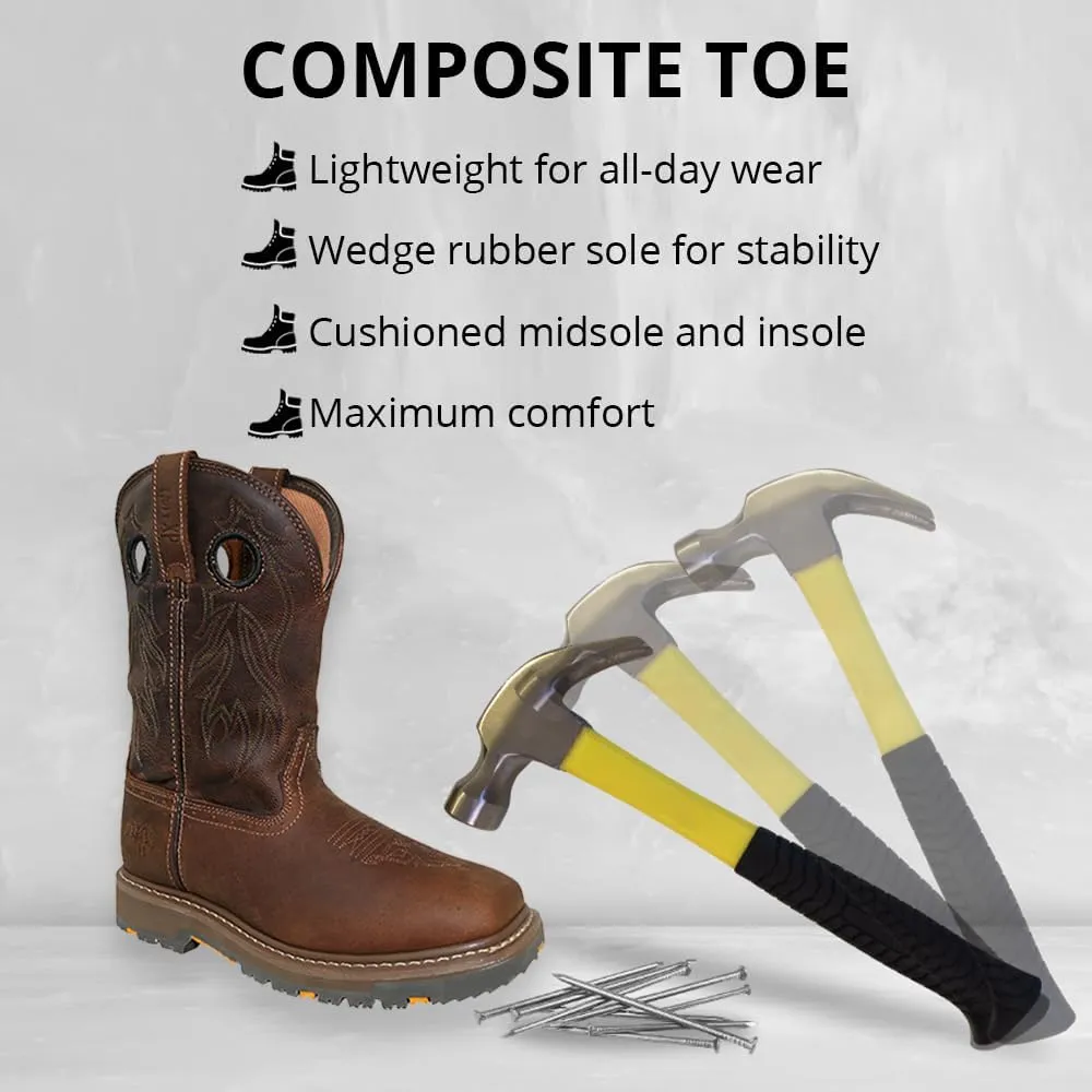Wolf Leather Work Boots for Men - Slip Resistant, Insulated, Construction Mens Work Boots - Composite Toe