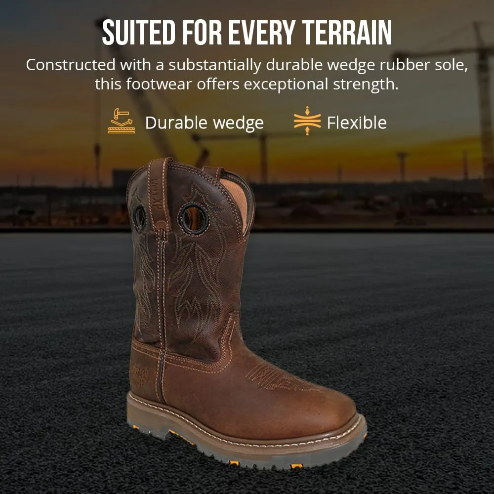 Wolf Leather Work Boots for Men - Slip Resistant, Insulated, Construction Mens Work Boots - Composite Toe