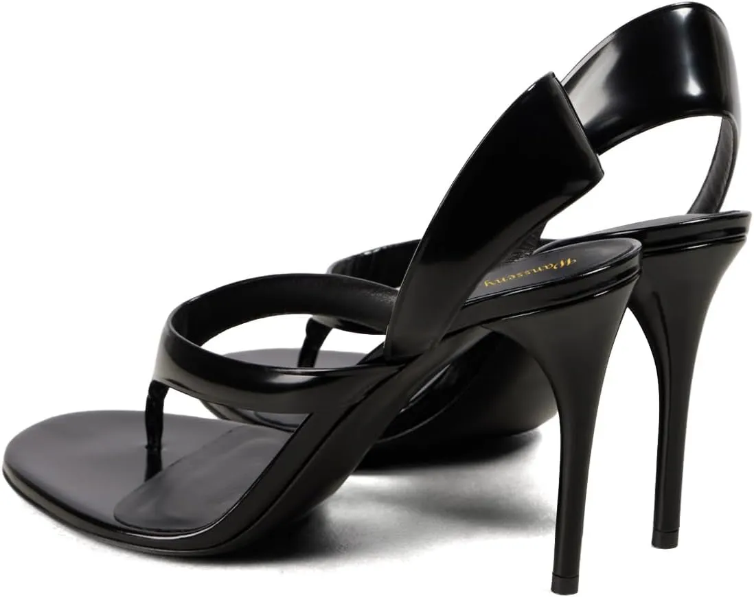 Women Chic Open Split Toe Slingback Thong Sandals Stiletto High Heel Slip on Sexy Summer Prom Party Club Shoes Size 4-16 US