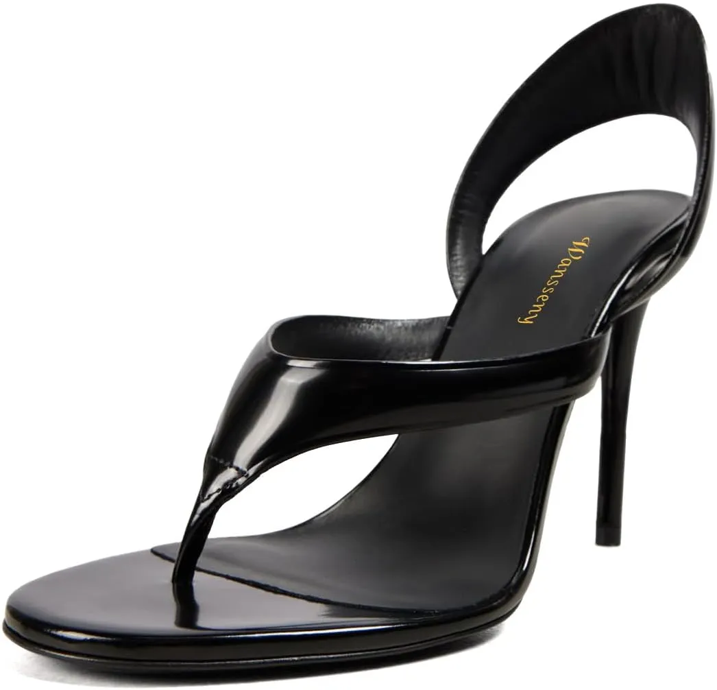 Women Chic Open Split Toe Slingback Thong Sandals Stiletto High Heel Slip on Sexy Summer Prom Party Club Shoes Size 4-16 US
