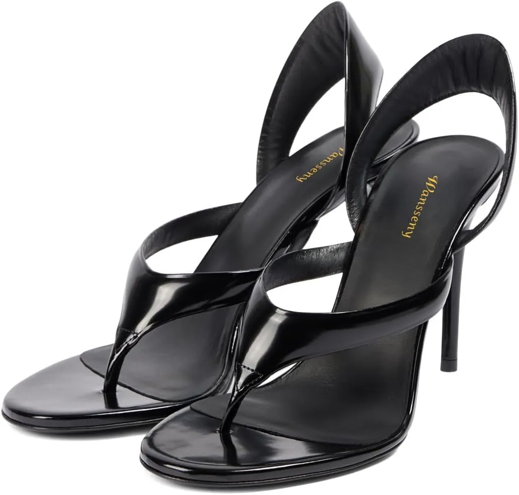 Women Chic Open Split Toe Slingback Thong Sandals Stiletto High Heel Slip on Sexy Summer Prom Party Club Shoes Size 4-16 US