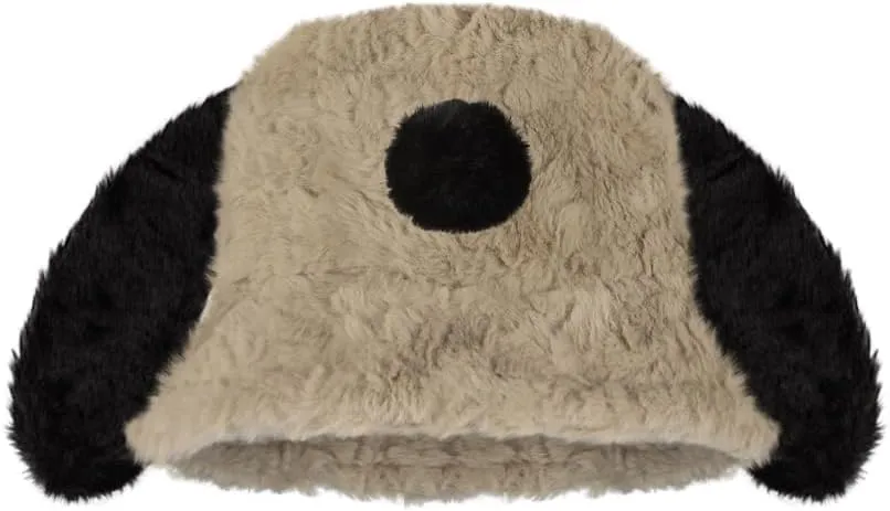 Women Faux Fur Bucket Hat Furry Fisherman Cap Winter Warm Dog Ear Hat Outdoor Thick Windproof Fuzzy Cap