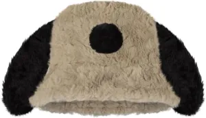Women Faux Fur Bucket Hat Furry Fisherman Cap Winter Warm Dog Ear Hat Outdoor Thick Windproof Fuzzy Cap