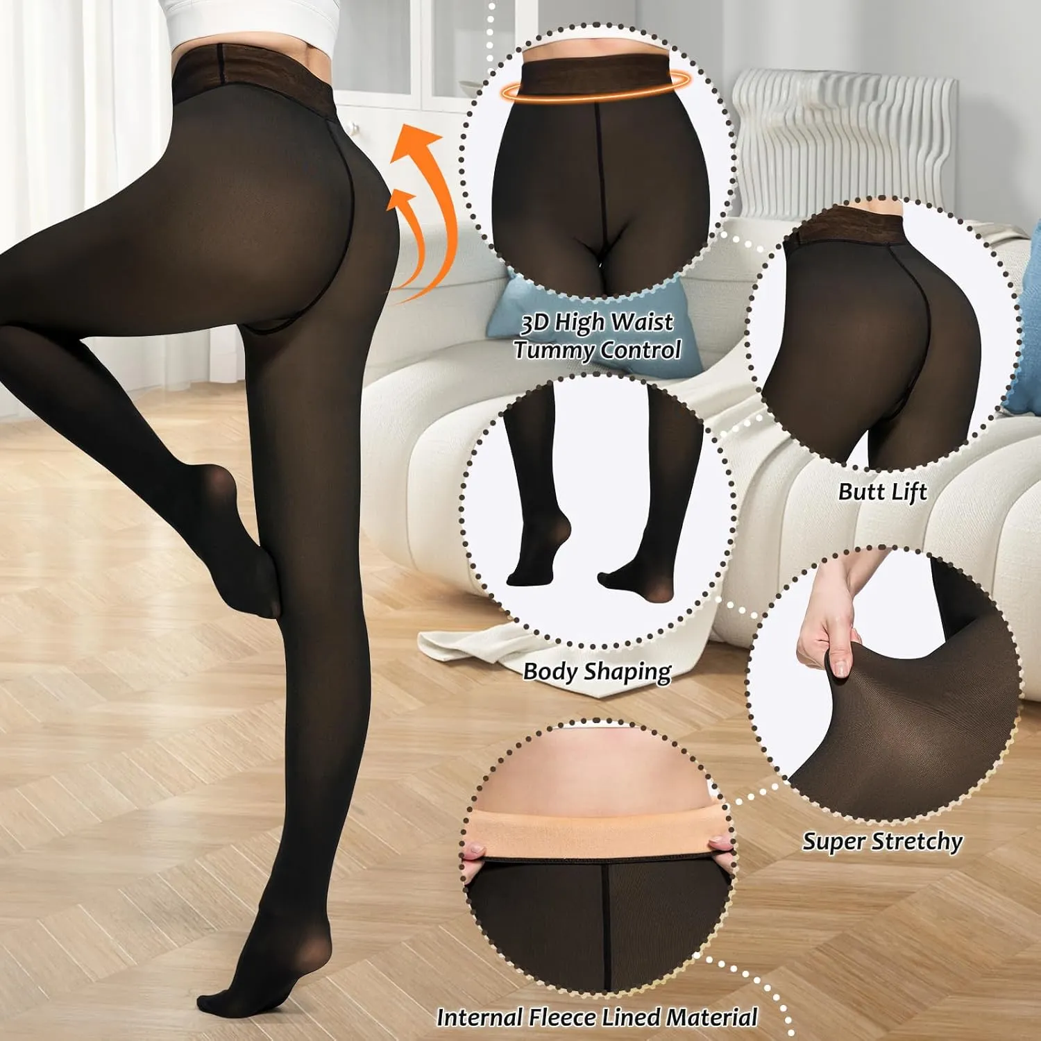 Women Fleece Lined Tights,Fake Translucent Warm Pantyhose Leggings Fleece Lined Thermal Tights for Women in Winter.