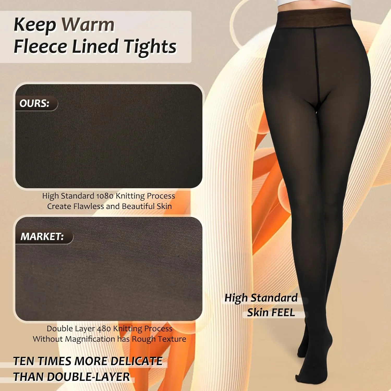 Women Fleece Lined Tights,Fake Translucent Warm Pantyhose Leggings Fleece Lined Thermal Tights for Women in Winter.