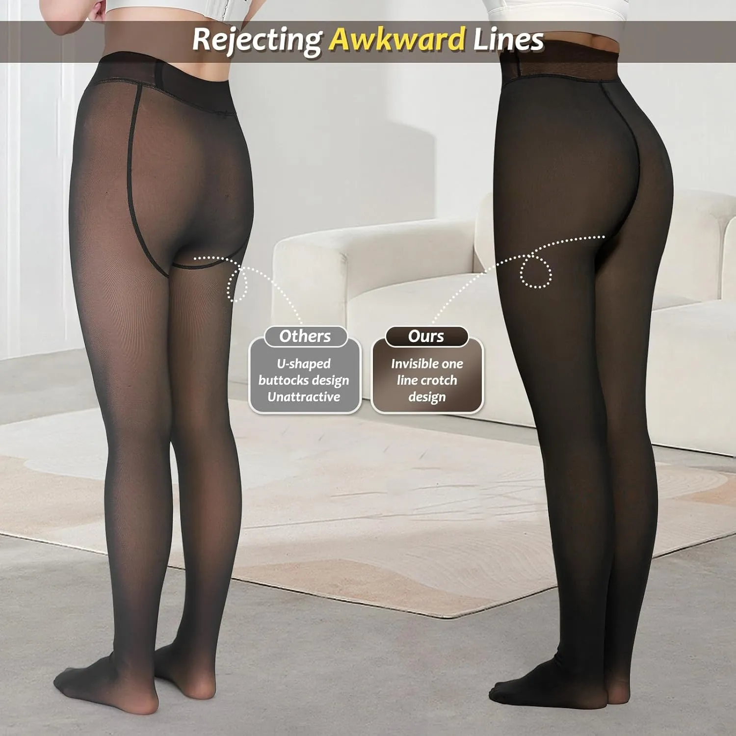 Women Fleece Lined Tights,Fake Translucent Warm Pantyhose Leggings Fleece Lined Thermal Tights for Women in Winter.