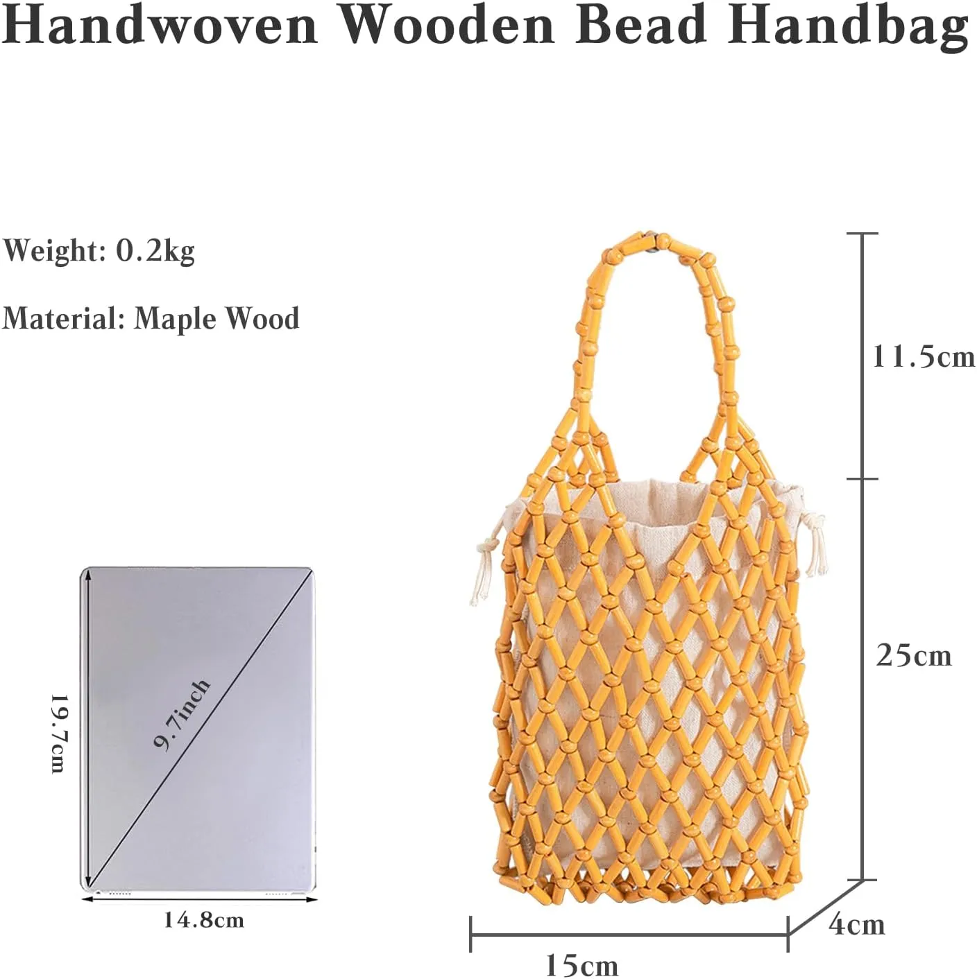 Women Mini Tote Bag Handmade Woven Bucket Bag Drawstring Handbag Summer Beach Bag Bohemian Clutch Bag Top-handle Bag