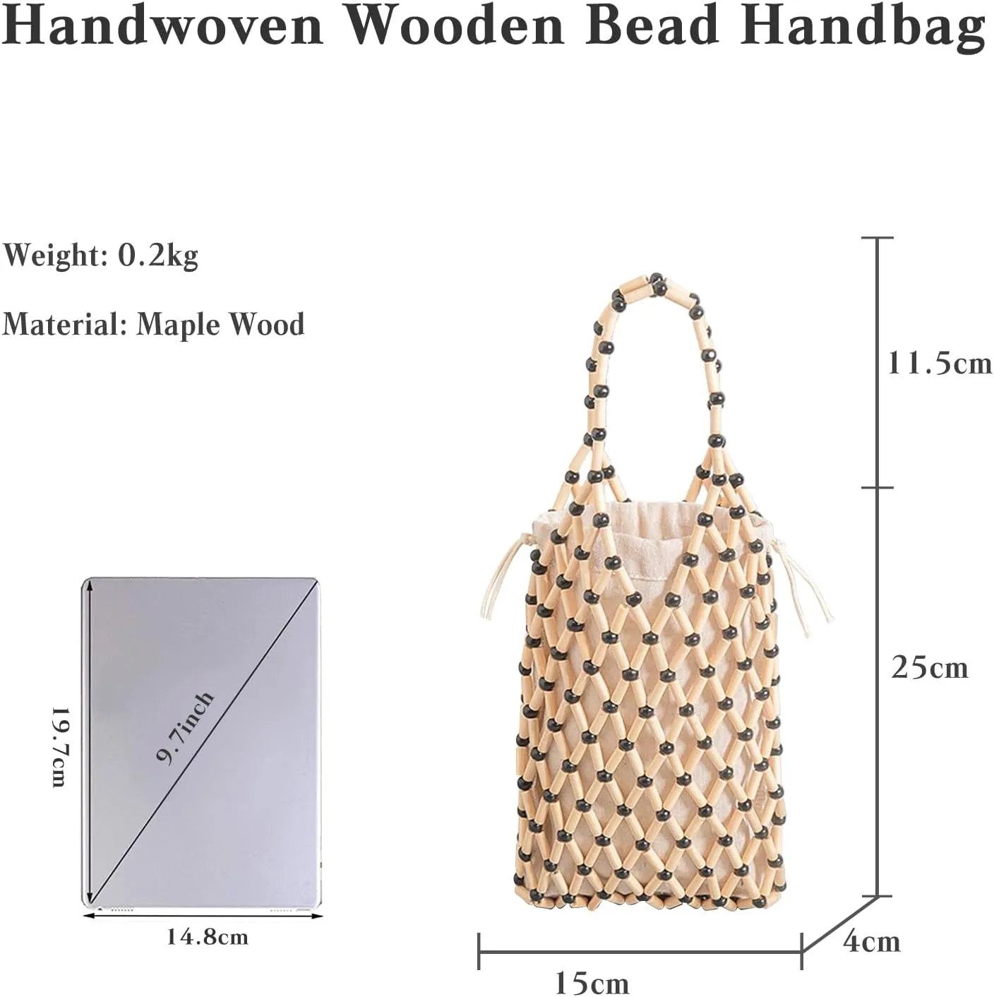 Women Mini Tote Bag Handmade Woven Bucket Bag Drawstring Handbag Summer Beach Bag Bohemian Clutch Bag Top-handle Bag