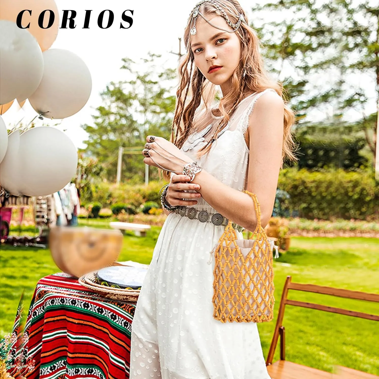 Women Mini Tote Bag Handmade Woven Bucket Bag Drawstring Handbag Summer Beach Bag Bohemian Clutch Bag Top-handle Bag