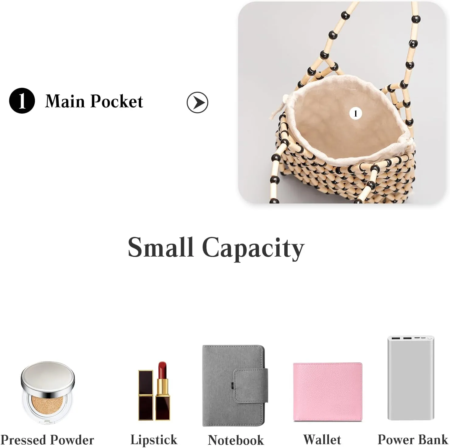 Women Mini Tote Bag Handmade Woven Bucket Bag Drawstring Handbag Summer Beach Bag Bohemian Clutch Bag Top-handle Bag