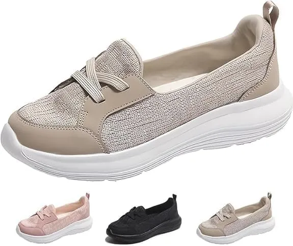 Women Orthopedic Walking Shoes,Women’s Breathable Slip on Arch Support Non-Slip Shoes 2024 Wide Width Fit Walking Woven Orthopedic Soft Loafers Sneakers Boat Shoes