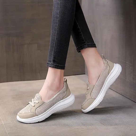 Women Orthopedic Walking Shoes,Women’s Breathable Slip on Arch Support Non-Slip Shoes 2024 Wide Width Fit Walking Woven Orthopedic Soft Loafers Sneakers Boat Shoes