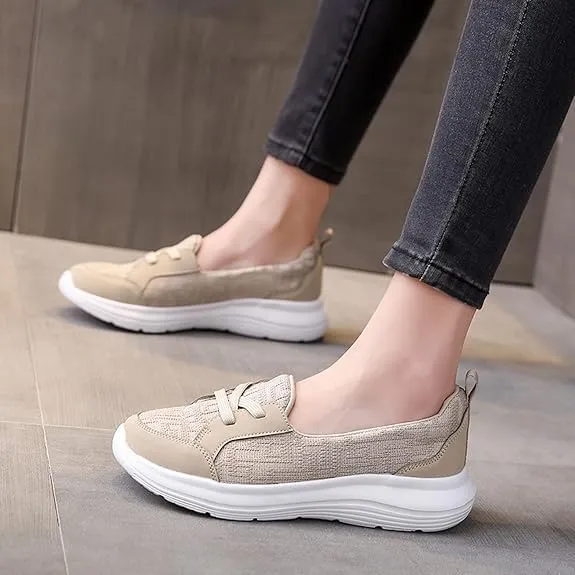 Women Orthopedic Walking Shoes,Women’s Breathable Slip on Arch Support Non-Slip Shoes 2024 Wide Width Fit Walking Woven Orthopedic Soft Loafers Sneakers Boat Shoes