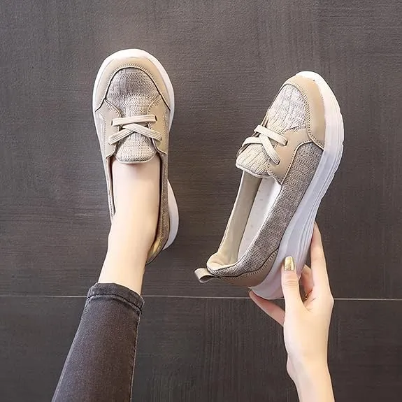 Women Orthopedic Walking Shoes,Women’s Breathable Slip on Arch Support Non-Slip Shoes 2024 Wide Width Fit Walking Woven Orthopedic Soft Loafers Sneakers Boat Shoes