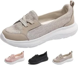 Women Orthopedic Walking Shoes,Women’s Breathable Slip on Arch Support Non-Slip Shoes 2024 Wide Width Fit Walking Woven Orthopedic Soft Loafers Sneakers Boat Shoes