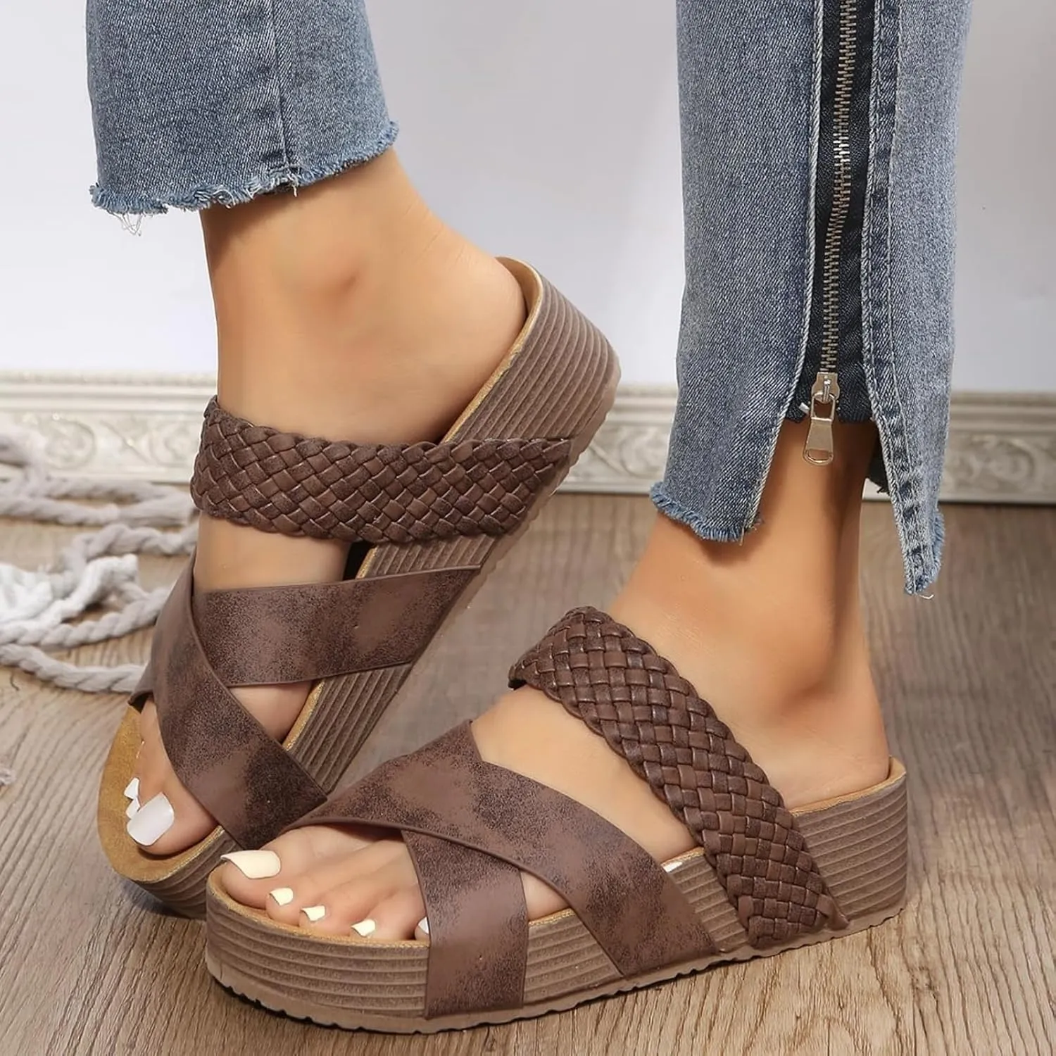 Women Orthotic Slides Sandals Comfortable Arch Support Classic Outdoor Walking Open Toe Breathable Shoes Lightweight Soft Slip on Summer Casual Sandals