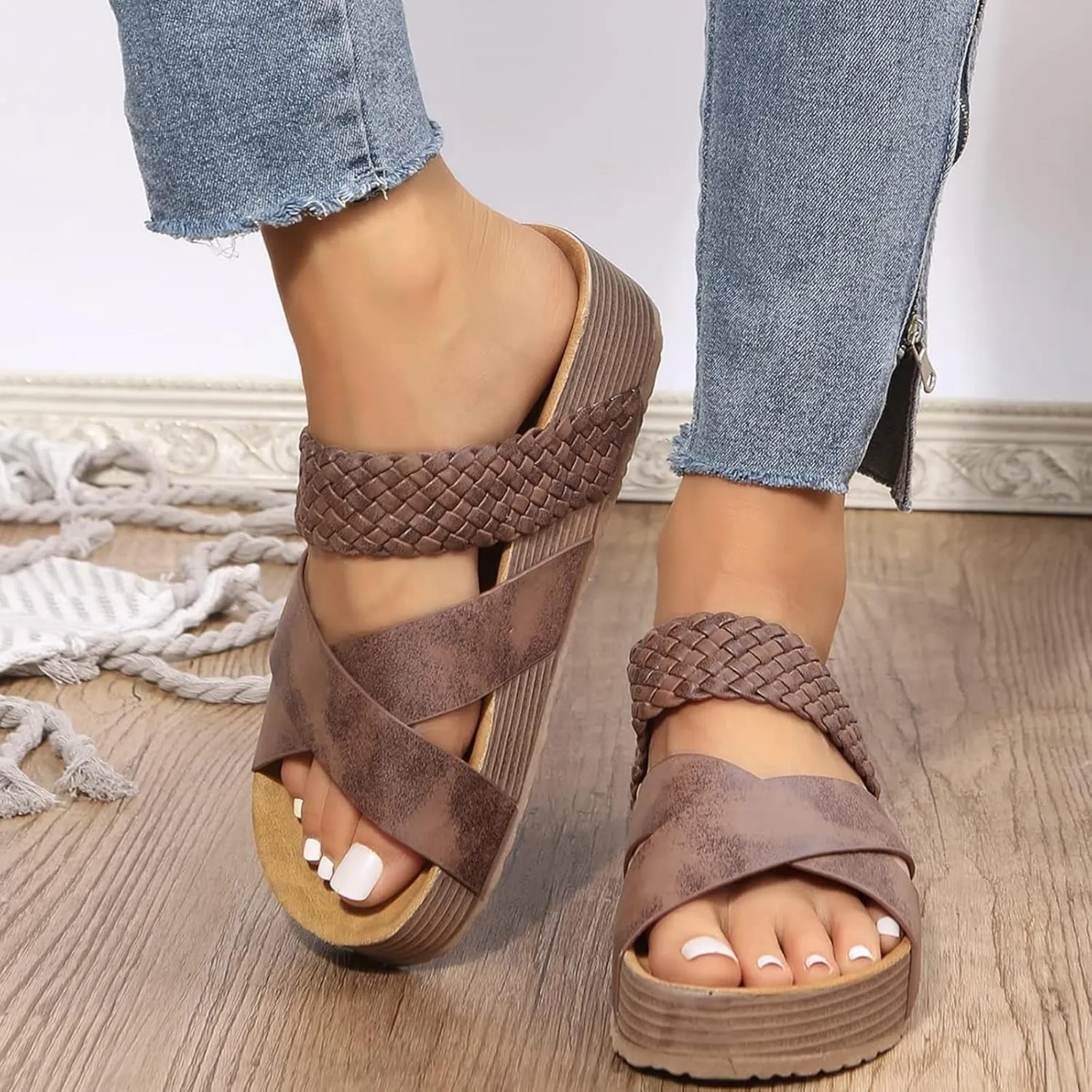 Women Orthotic Slides Sandals Comfortable Arch Support Classic Outdoor Walking Open Toe Breathable Shoes Lightweight Soft Slip on Summer Casual Sandals
