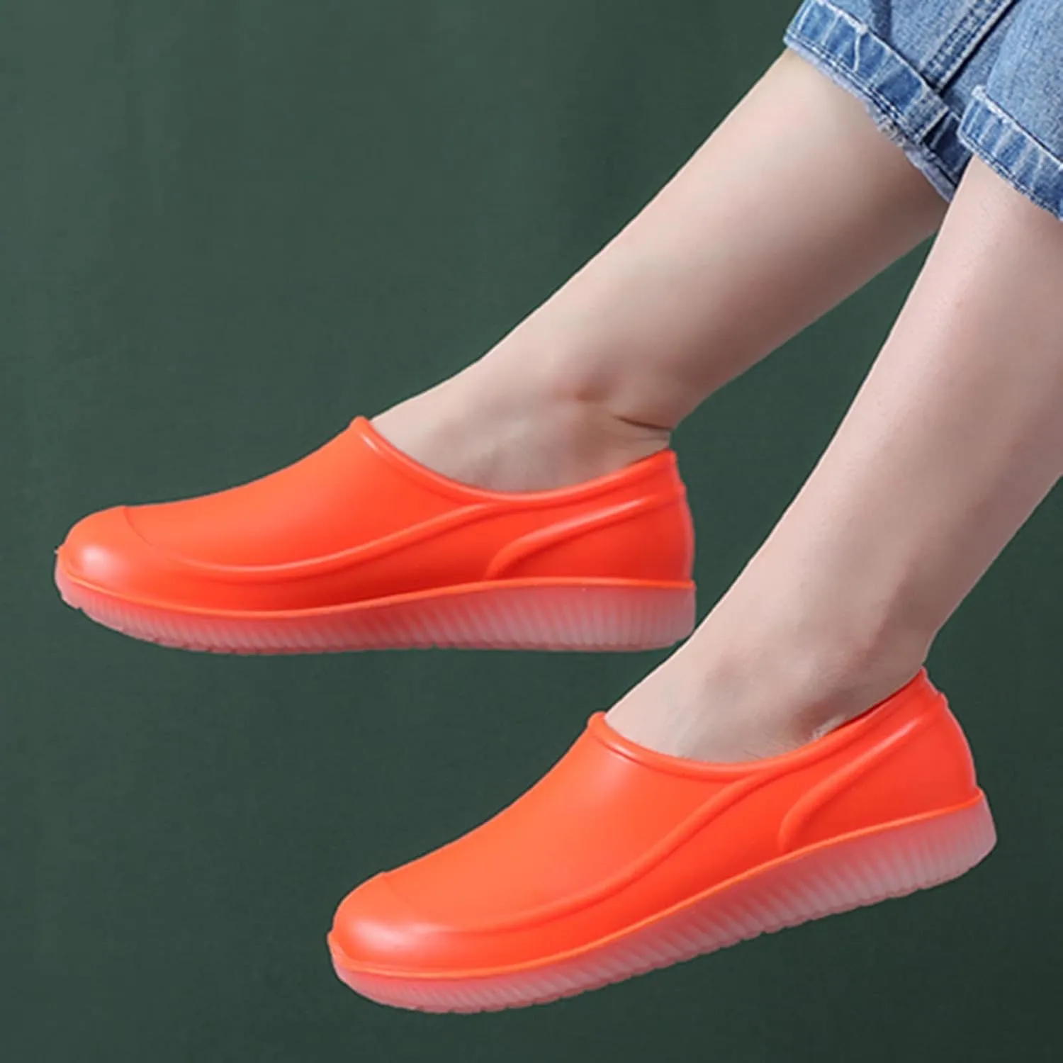 Women Rain Boots Ankle Rainboot Slip On Short Rain Boots Garden Boots Wide Width Waterproof Slip On Rain Shoes