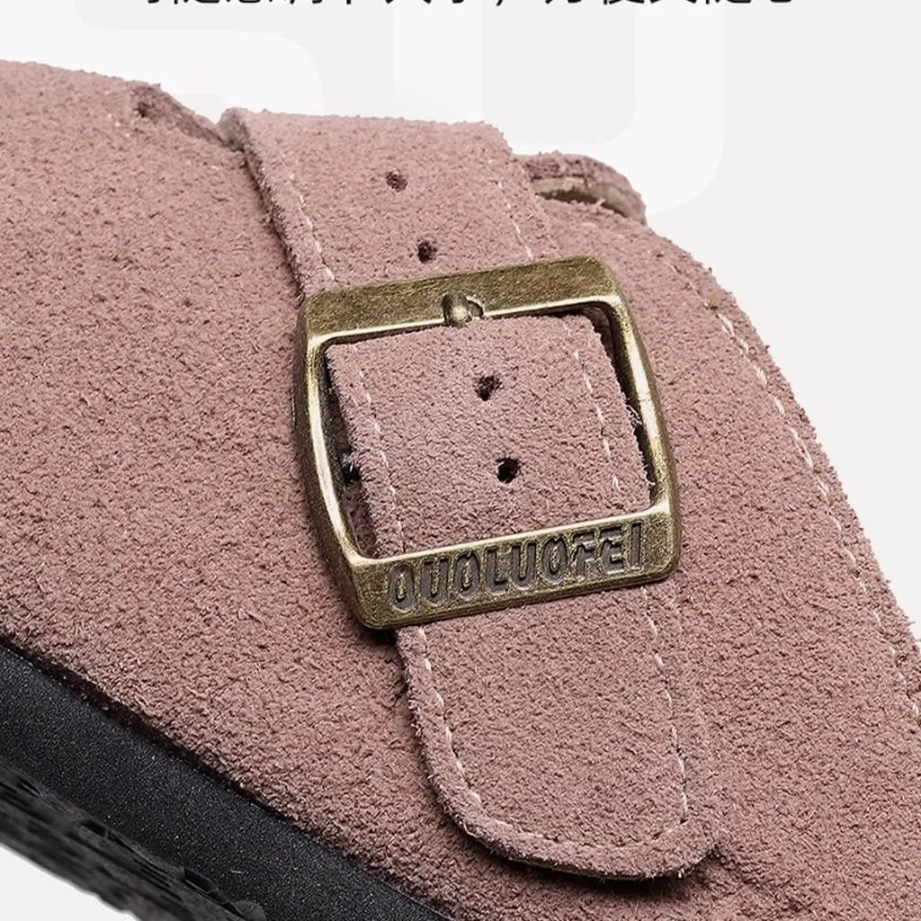 Women Slippers Outdoor Walking,Men Mule Clogs Shoes Summer PU Leather Slip On l Anti Slip Loafer Flat Vintage Garden Mules Closed Toe
