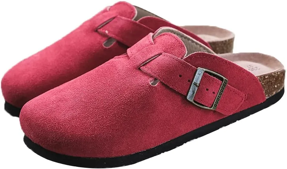 Women Slippers Outdoor Walking,Men Mule Clogs Shoes Summer PU Leather Slip On l Anti Slip Loafer Flat Vintage Garden Mules Closed Toe