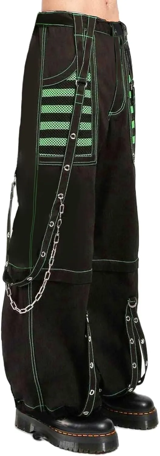 Women Vintage Goth Hip Hop Jeans Punk High Waisted Baggy Bootcut Jeans Strap Chain Striped Wide Leg Denim Pants
