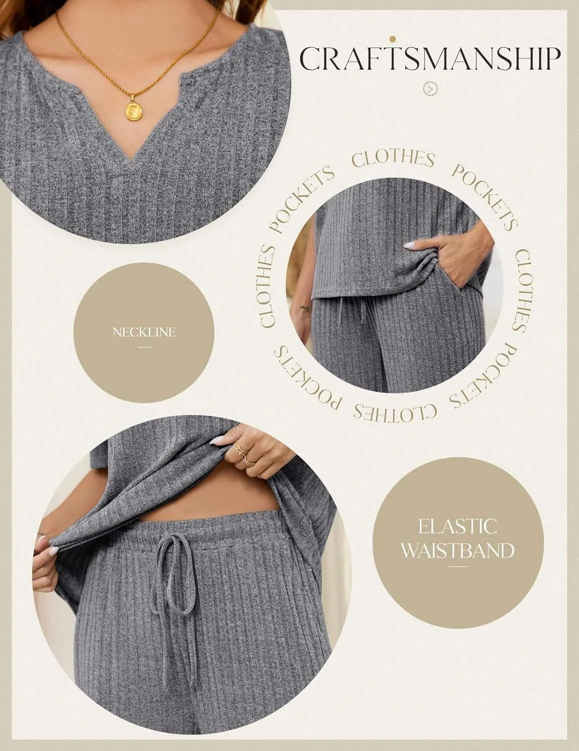 Women's 2 Piece Outfits 2025 Pullover Tops and Wide Leg Pants Lounge Sets Sweatsuits Set with Pockets