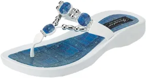 Women's 25574d Denim Beaded Waterproof Sole Thong Flip-Flop Sandals