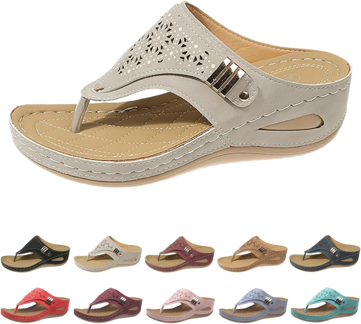 Womens Avylays Orthopedic Sandals,Breathable Mesh Hollow Sports Sandals,Orthopedic Flip-Flops Summer Casual Sandals with Non-Slip Sole,Rhinestones Wedge Heel Thick-Soled Slippers Women