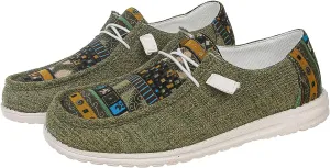 Women's Aztec Print Slip-On Loafers - Elastic Lace Comfort Shoes, Lightweight Foam Sole, Orthotic Support for Daily Wear, Trendy Casual Sneakers (US 6-11)