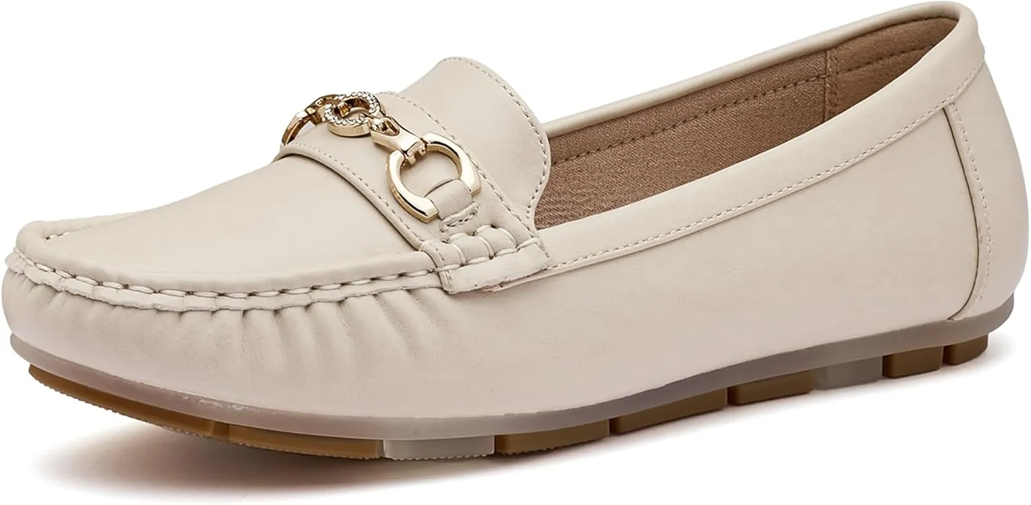 Women's Business Loafers Work Casual Flats Shoes Lightweight Penny PU Leather Slip On Walking Shoes