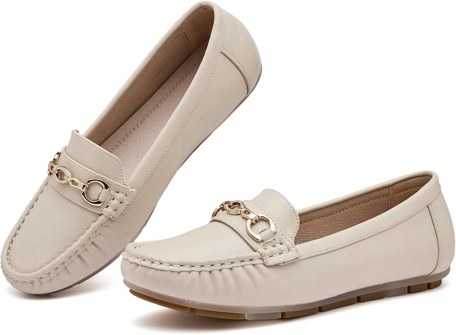 Women's Business Loafers Work Casual Flats Shoes Lightweight Penny PU Leather Slip On Walking Shoes