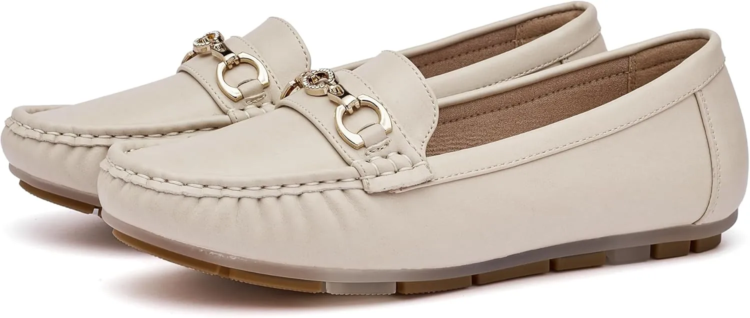 Women's Business Loafers Work Casual Flats Shoes Lightweight Penny PU Leather Slip On Walking Shoes