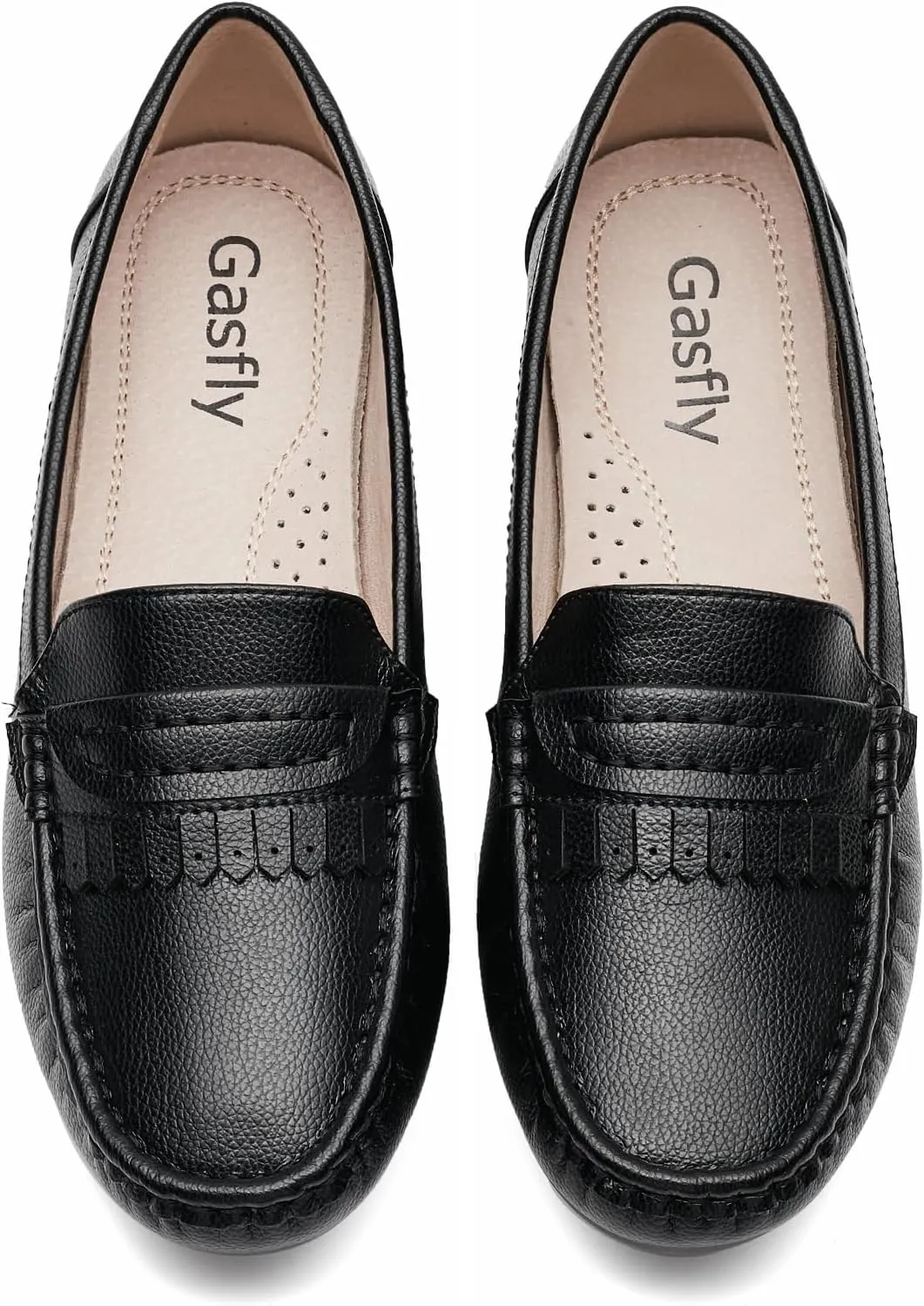 Women's Business Loafers Work Casual Flats Shoes Lightweight Penny PU Leather Slip On Walking Shoes