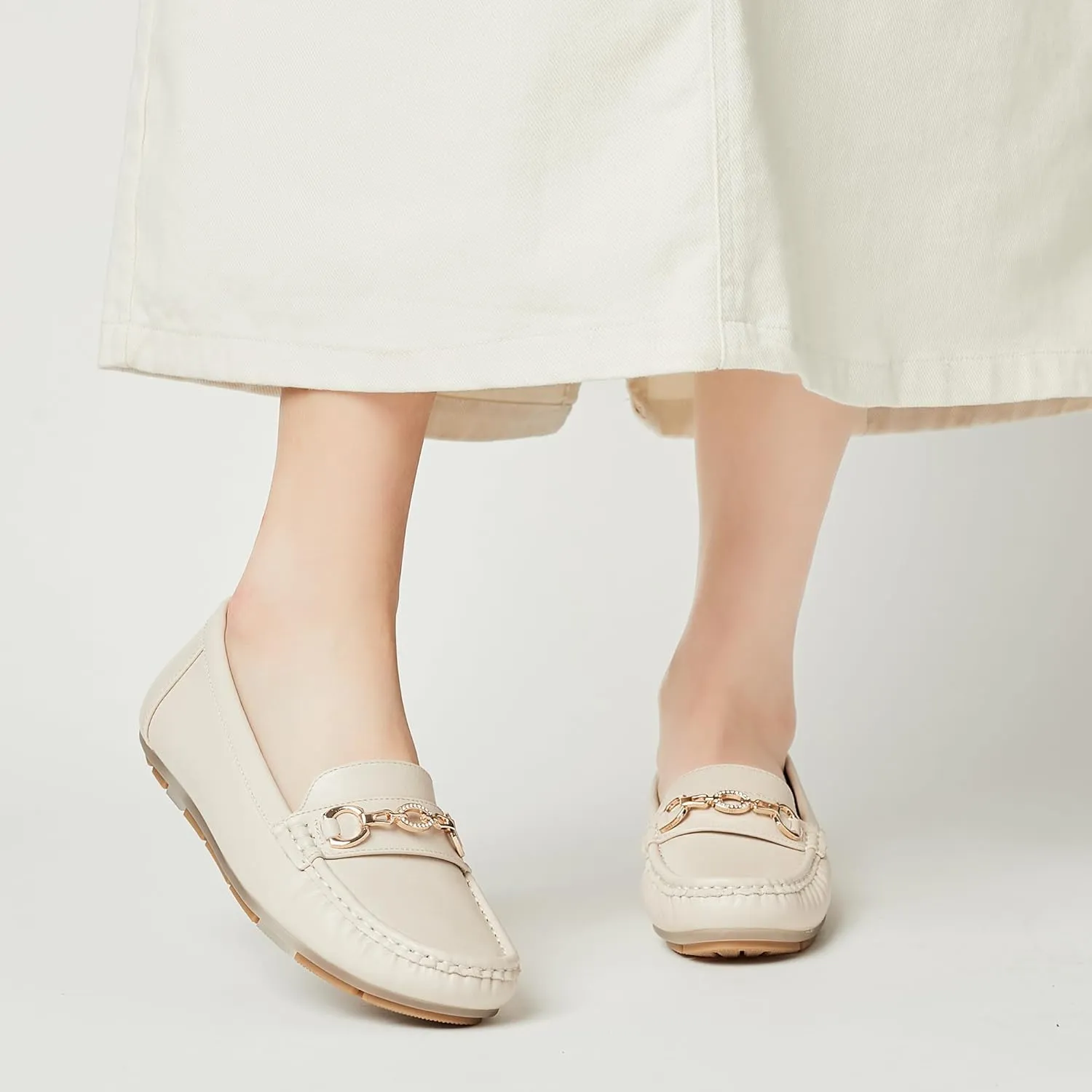 Women's Business Loafers Work Casual Flats Shoes Lightweight Penny PU Leather Slip On Walking Shoes