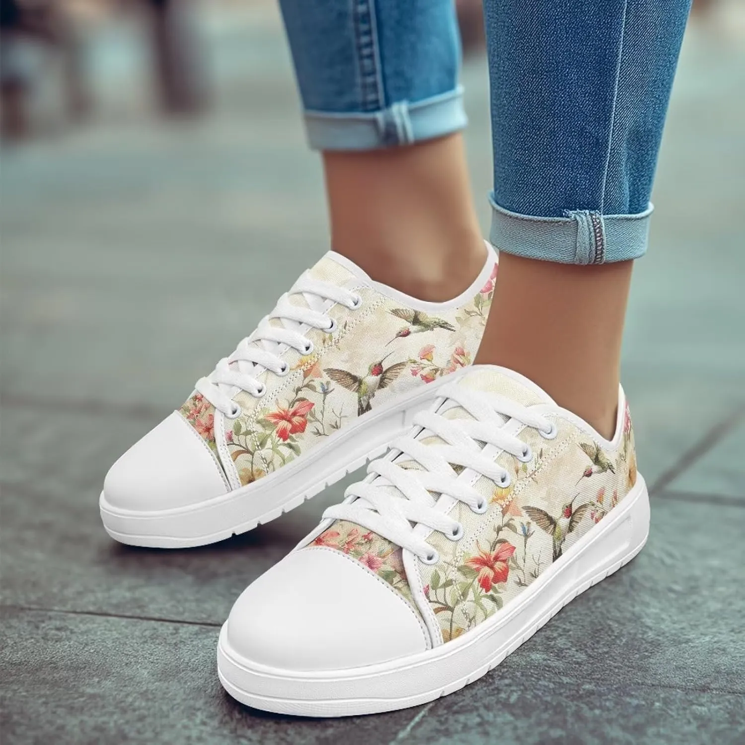 Womens Canvas Sneakers Lightweight Lace Up Fashion Comfortable Canvas Shoes Low Top Slip On Casual Tennis Walking Footwear