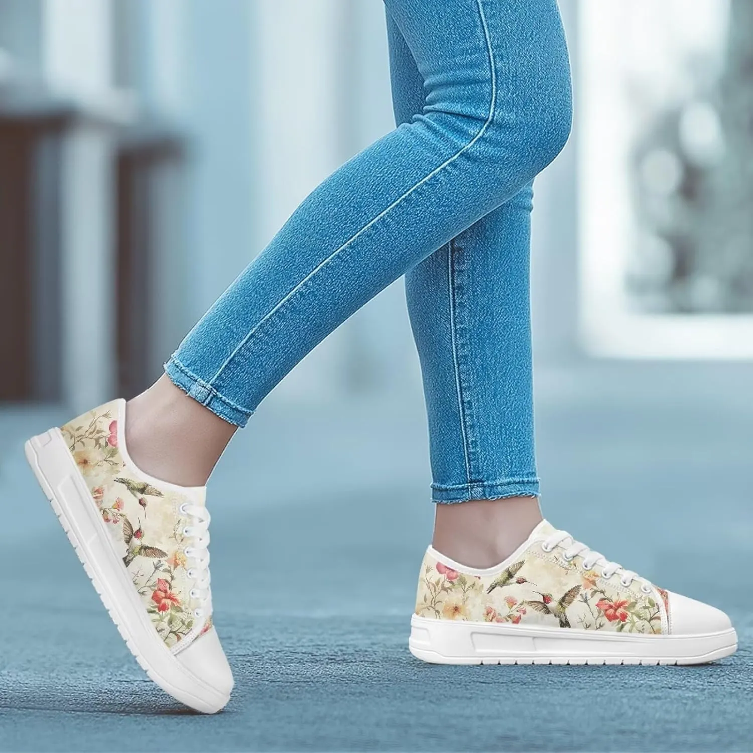 Womens Canvas Sneakers Lightweight Lace Up Fashion Comfortable Canvas Shoes Low Top Slip On Casual Tennis Walking Footwear