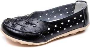 Women's Casual Loafers Cute Slip On Comfort Walking Flats Leather Driving Moccasins Fashion Closed Toe Boat Shoes
